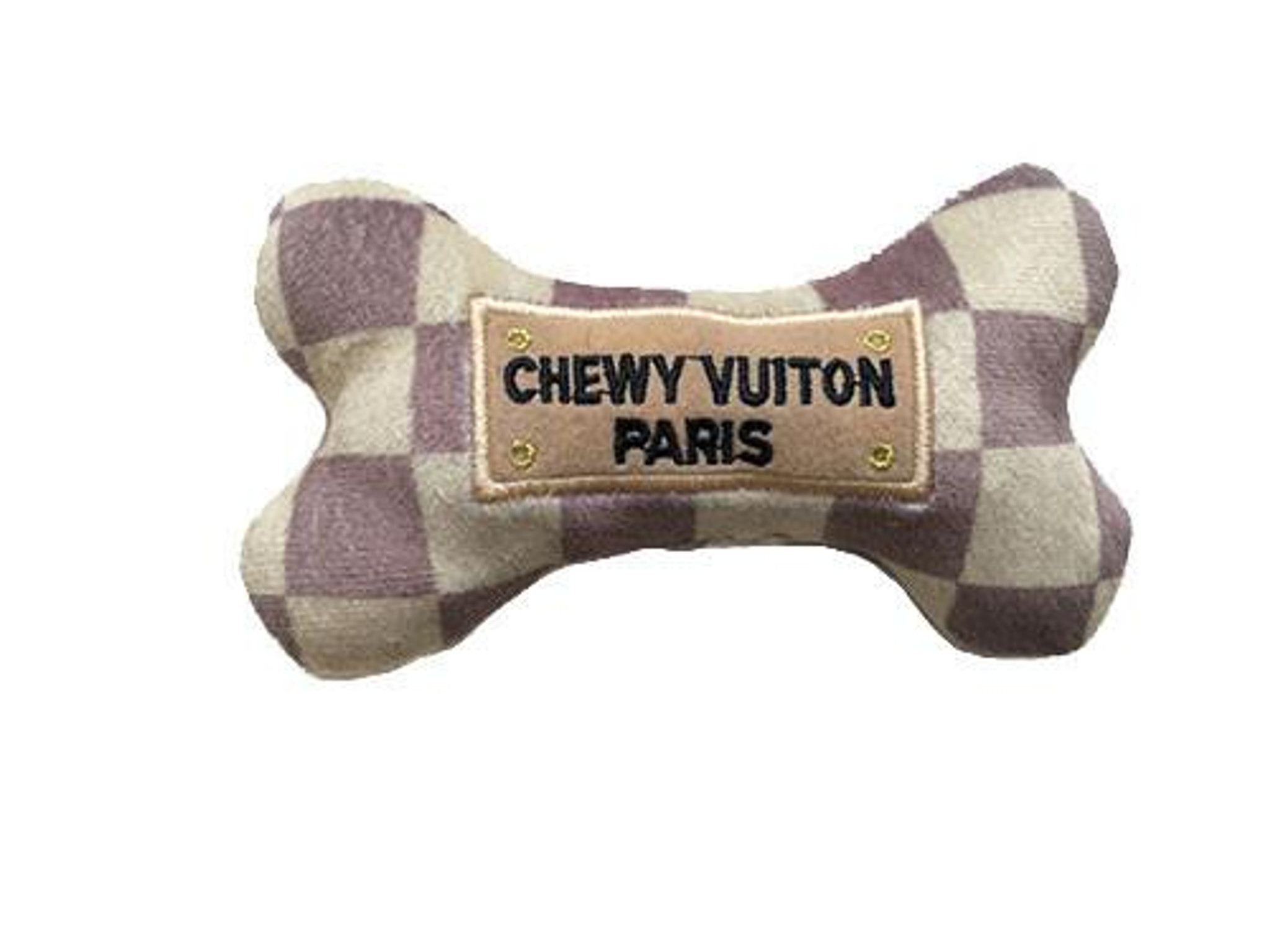 Chewy Vuiton Chic: Parody Designer Plush Dog Toys for Stylish Pups