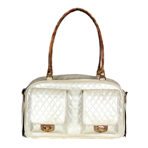 Petote Marlee - Ivory Quilted With Snake carrier