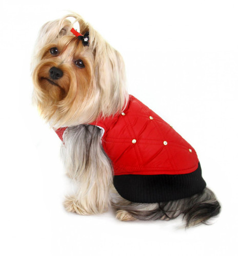 HD Rhinestone Puffer Vest - Red