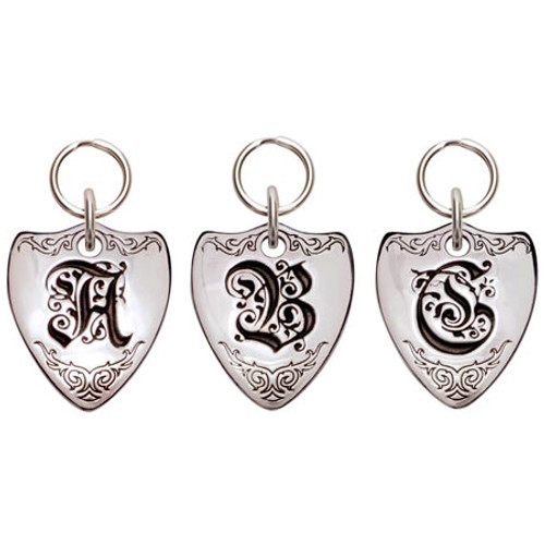 Sterling Silver Crest Initial Pet ID Tag