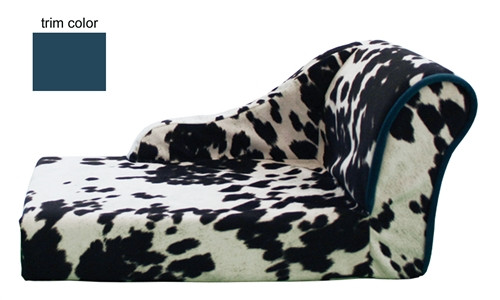 Cowprint Chaise with Turquoise Trim