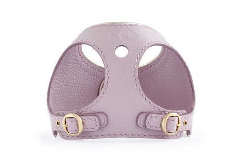 Golden Pink Leather Dog Harness