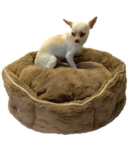 Mocha Faux Fur Shell Bed