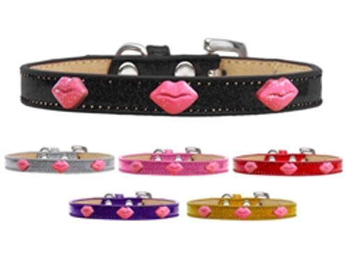 Pink Glitter Lips Widget Dog Collar Ice Cream