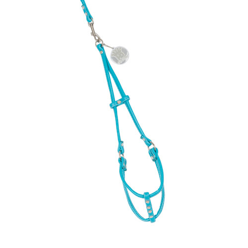 Posh Soft Faux Leather Turquoise Dog Step-in Harness