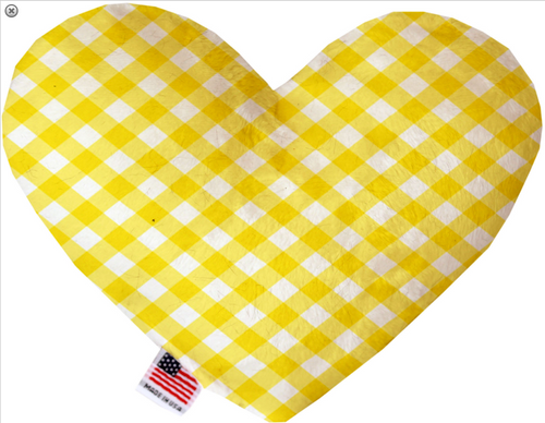 Yellow Plaid Heart Dog Toy