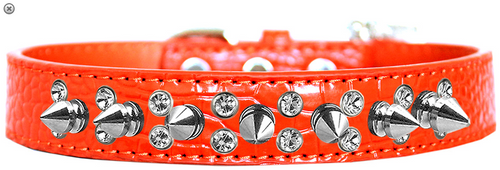 Double Crystal and Spike Croc Dog Collar