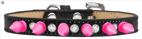 Ice Cream Crystal and Bright Pink Spikes Dog Collar