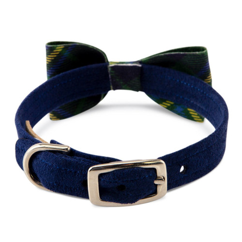 Scotty Furberry Blue and Green Plaid Bow Tie Dog Collar 2