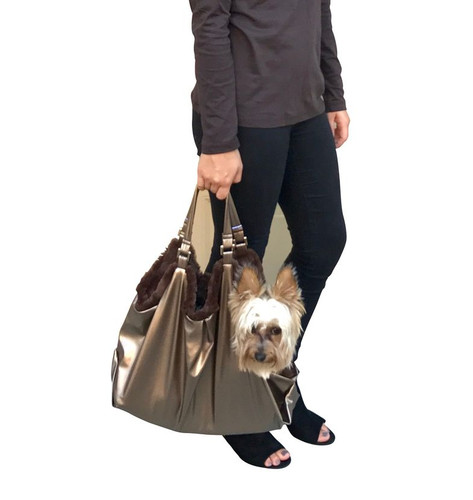 Hollywood Dog Tote Carrier in bronze snake