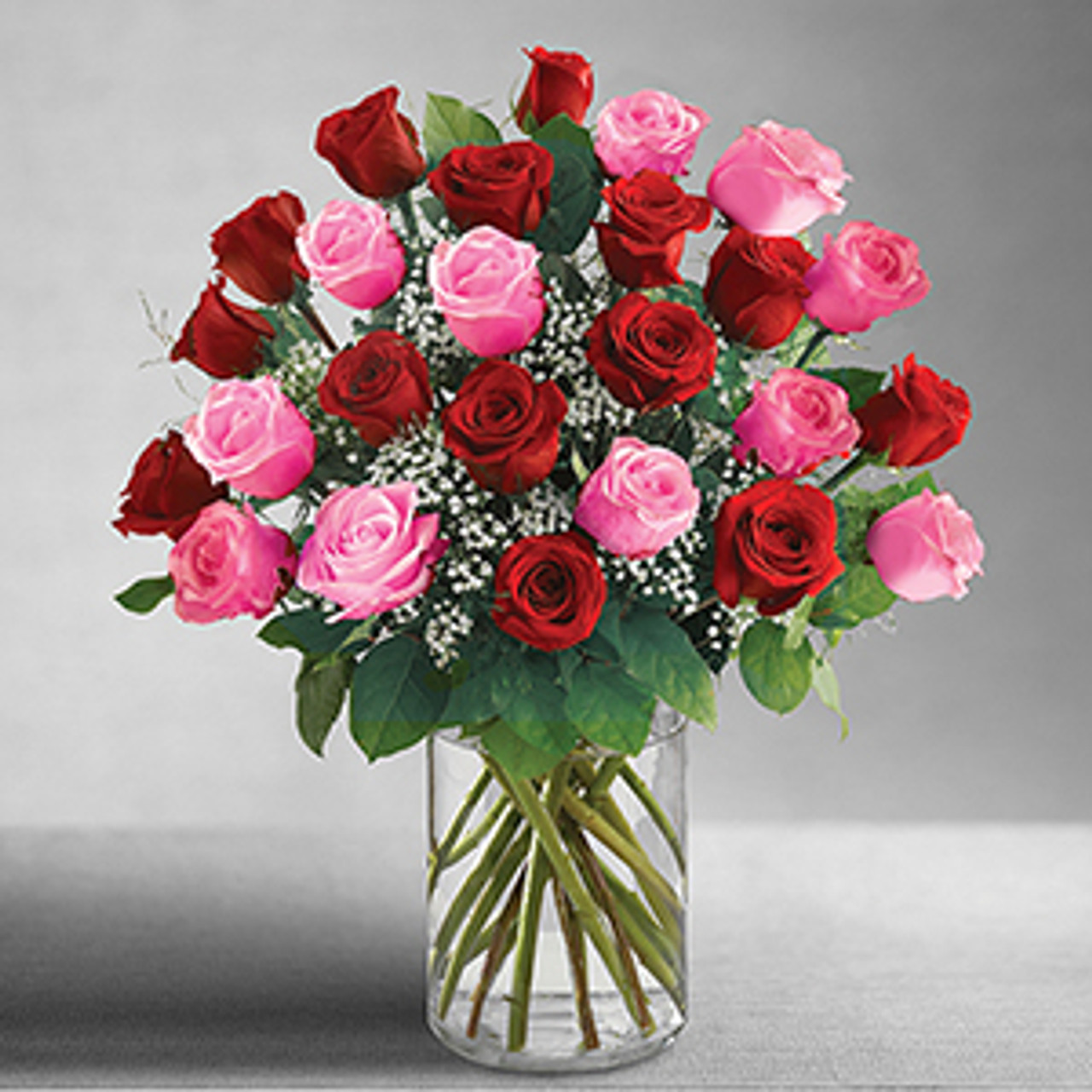 Ultimate Elegance 2 Dozen Long Stem Pink And Red Roses