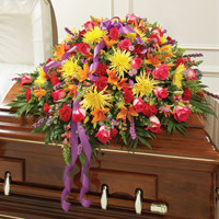 Multicolor Bright Mixed Flower Half Casket Cover