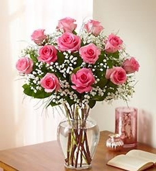 1 Dozen Roses Pink Rose Elegance Premium