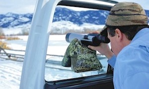 Using a saddle bag to hold up a spotting scope, quickly - Crosstac Innovations