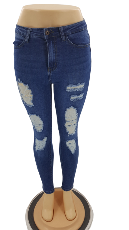 High Rise Distressed Skinny Jeans 6914