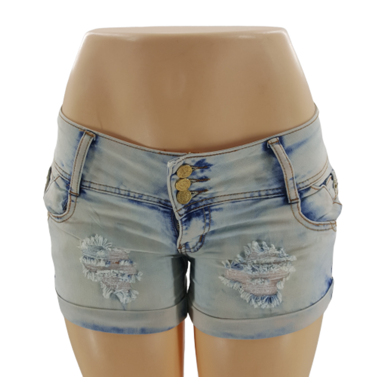 High Waisted Light Washed Distressed Denim Shorts 0071