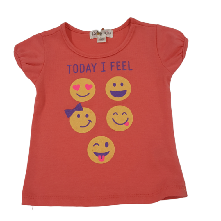 "Today I Feel" Emoji Tee with Tight Sleeves 2530-1