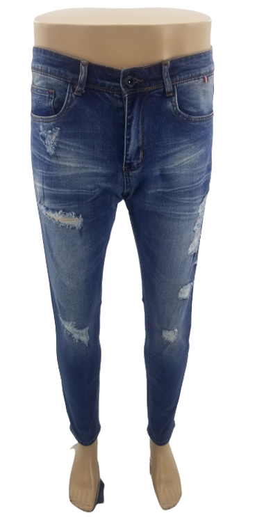 Distressed Dark Wash Skinny Denim Jeans 87341