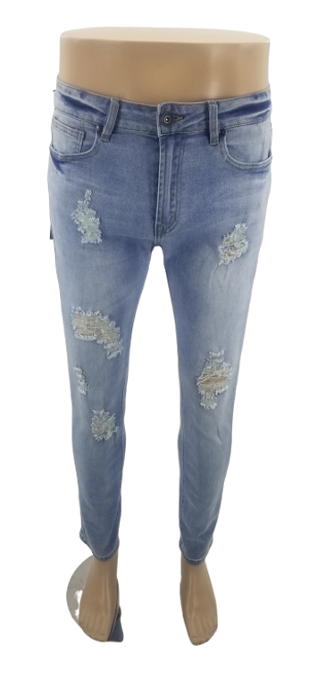 Distressed Light Wash Denim Skinny Jeans 581/3