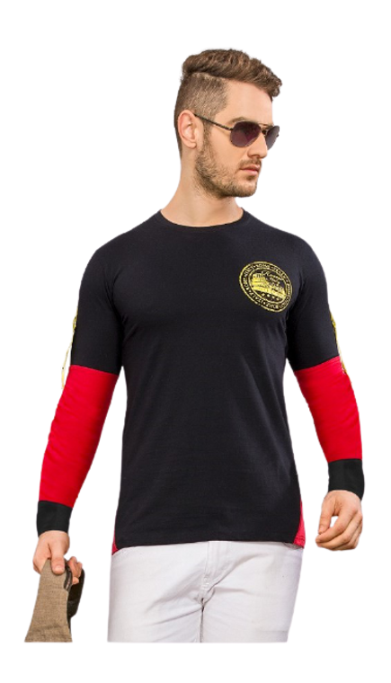 Long Sleeve Graphic Tee with Strap on Sleeves 1793