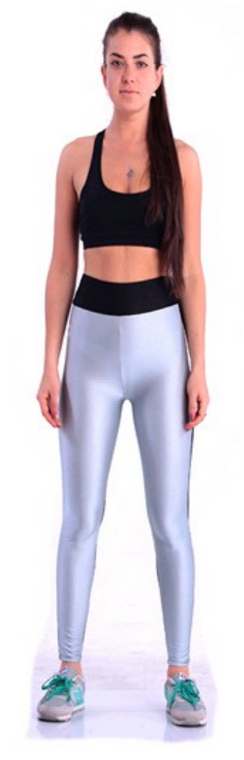 Two Color Metallic Leggings with Stripe