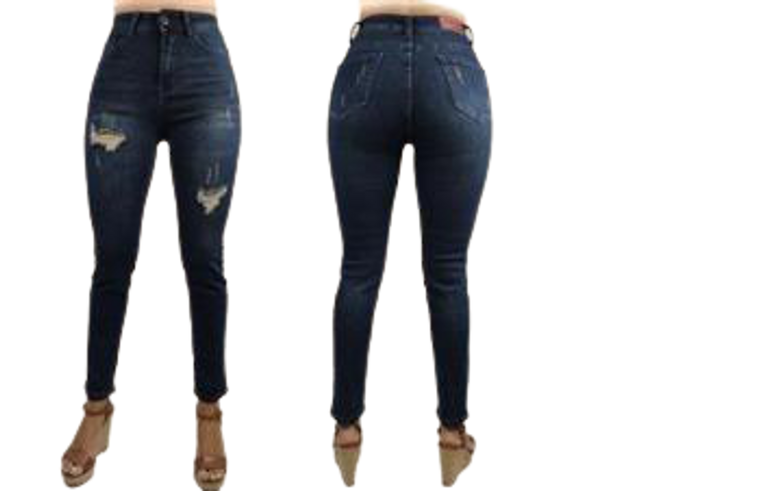 Women's Full-Length Distressed Dark Wash Skinny Jeans DD25620/18A