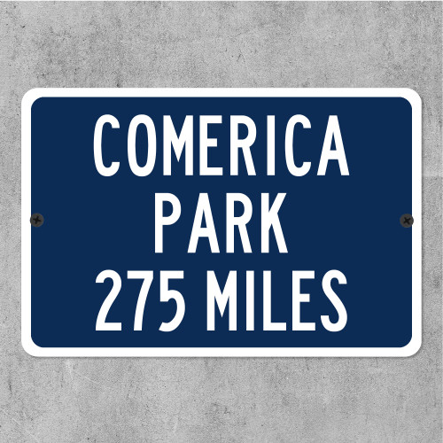 Comerica Park Custom Distance Sign - Detroit Tigers Baseball Fan Gift