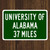 University Of Alabama Custom Distance Sign - Crimson Tide Fan Student Alumni Gift