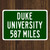 Duke University Custom Distance Sign - Duke Blue Devils Fan Student Alumni Gift