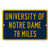 University Of Notre Dame Custom Distance Sign - Notre Dame Fighting Irish Fan Student Alumni Gift