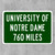 University Of Notre Dame Custom Distance Sign - Notre Dame Fighting Irish Fan Student Alumni Gift