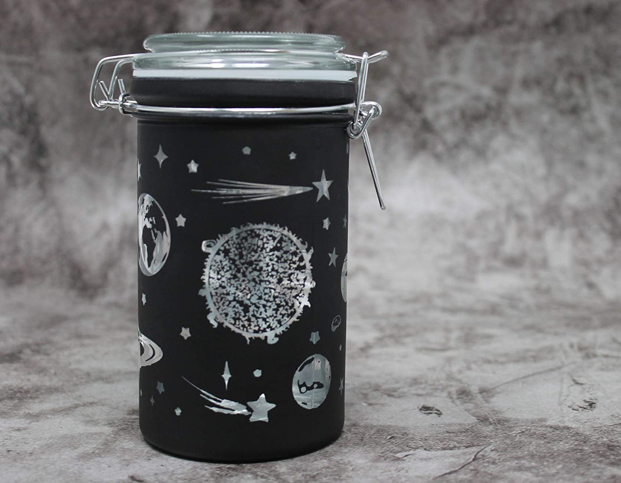 Metallic Galaxy Black Frost XL Stash Jar - 6 Tall 16oz Capacity