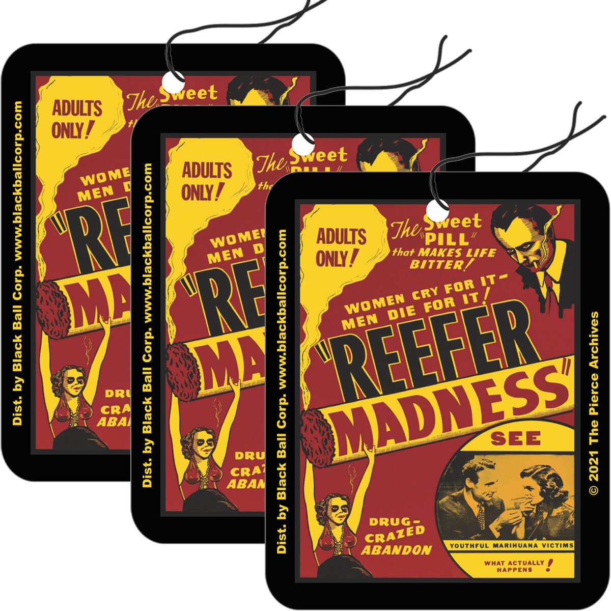 Reefer Madness Road Rage Air Freshener Vanilla Scent 3 Pack The