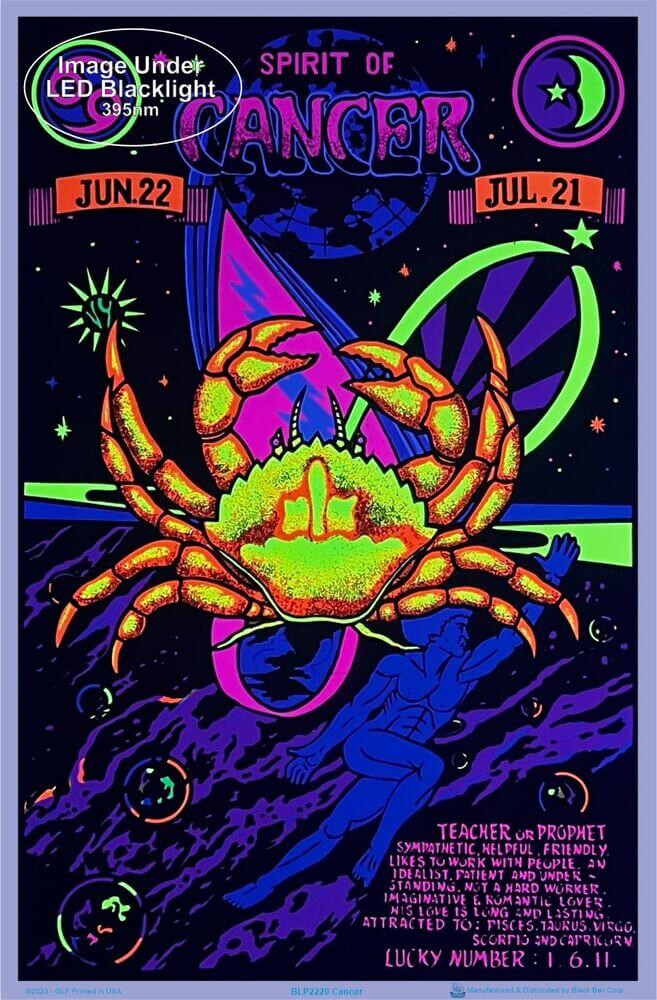Cancer Zodiac Sign Blacklight Poster 23" x 35" The Blacklight Zone