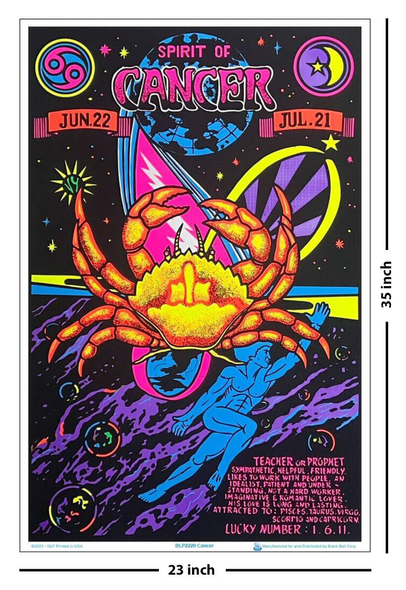 Cancer Zodiac Sign Blacklight Poster 23" x 35" The Blacklight Zone