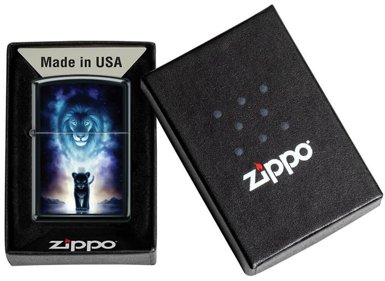 A King's Path Lion by JoJoe Black Matte Zippo Lighter   The