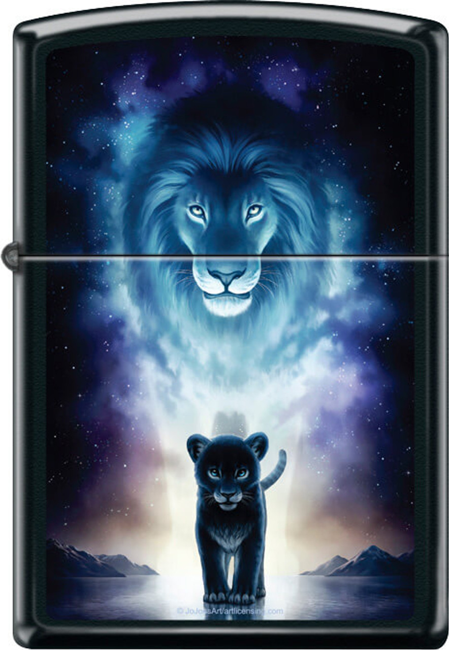 A King's Path Lion by JoJoe Black Matte Zippo Lighter