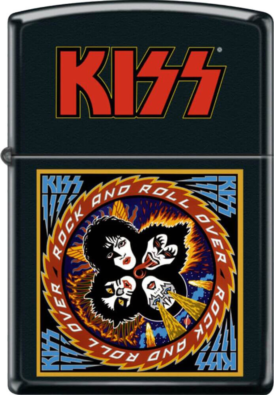 KISS Rock N Roll Over Black Matte Zippo Lighter