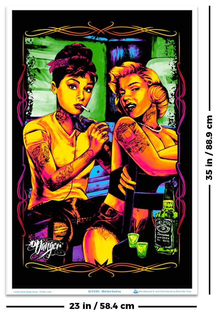 Audrey & Marilyn Tattoo by James Danger Harvey Blacklight Poster