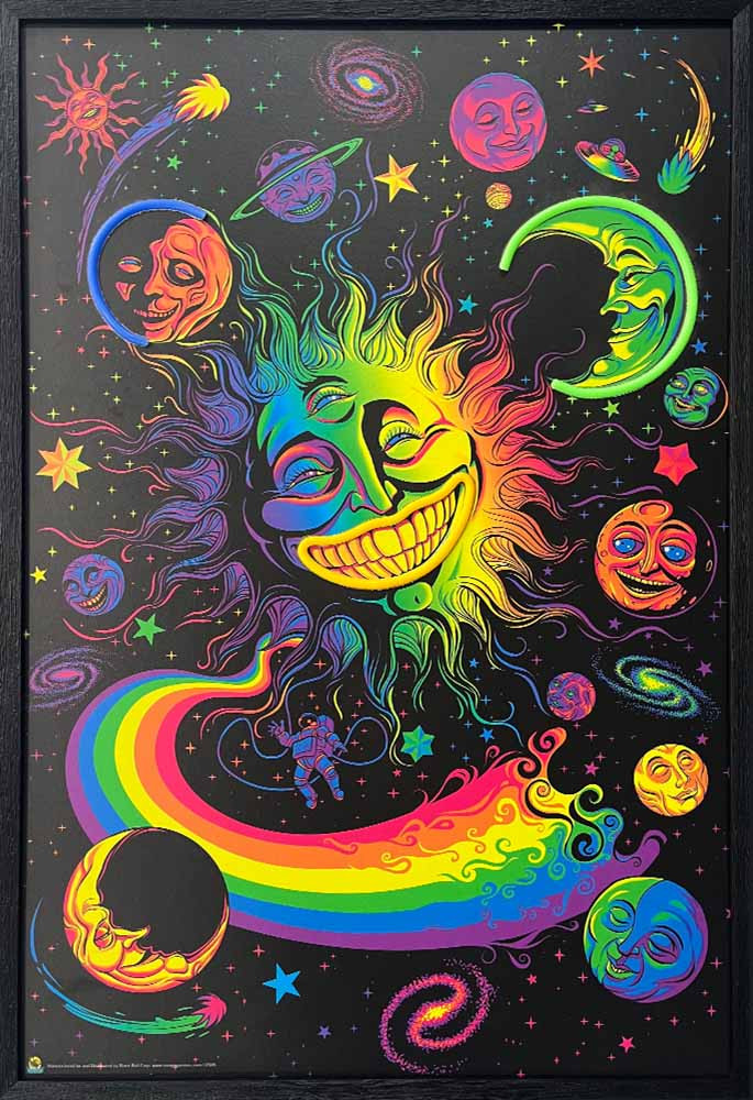 NEONETICS.ネオンアートプリント Celestial Sun Moon and Stars Framed LED Neon Light Canvas Print