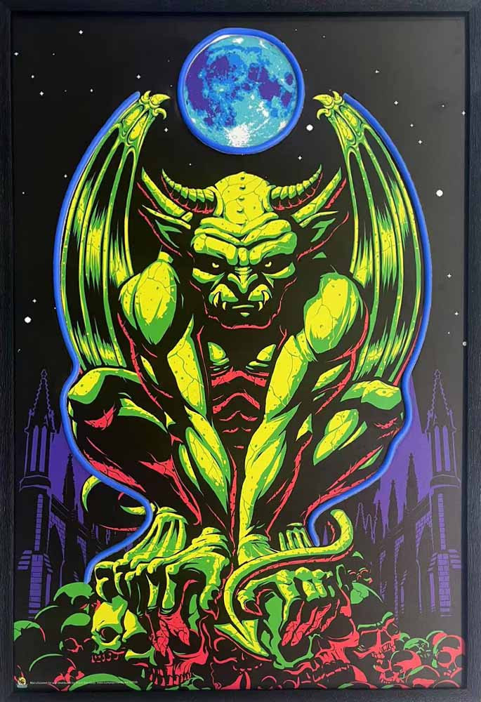Gargoyle Framed LED Neon Light Canvas Print - 24