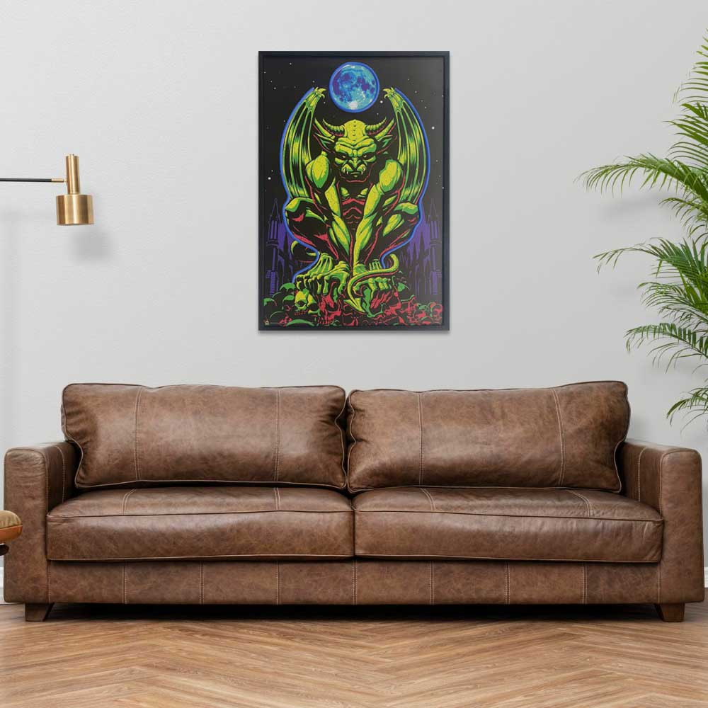 Gargoyle Framed LED Neon Light Canvas Print - 24