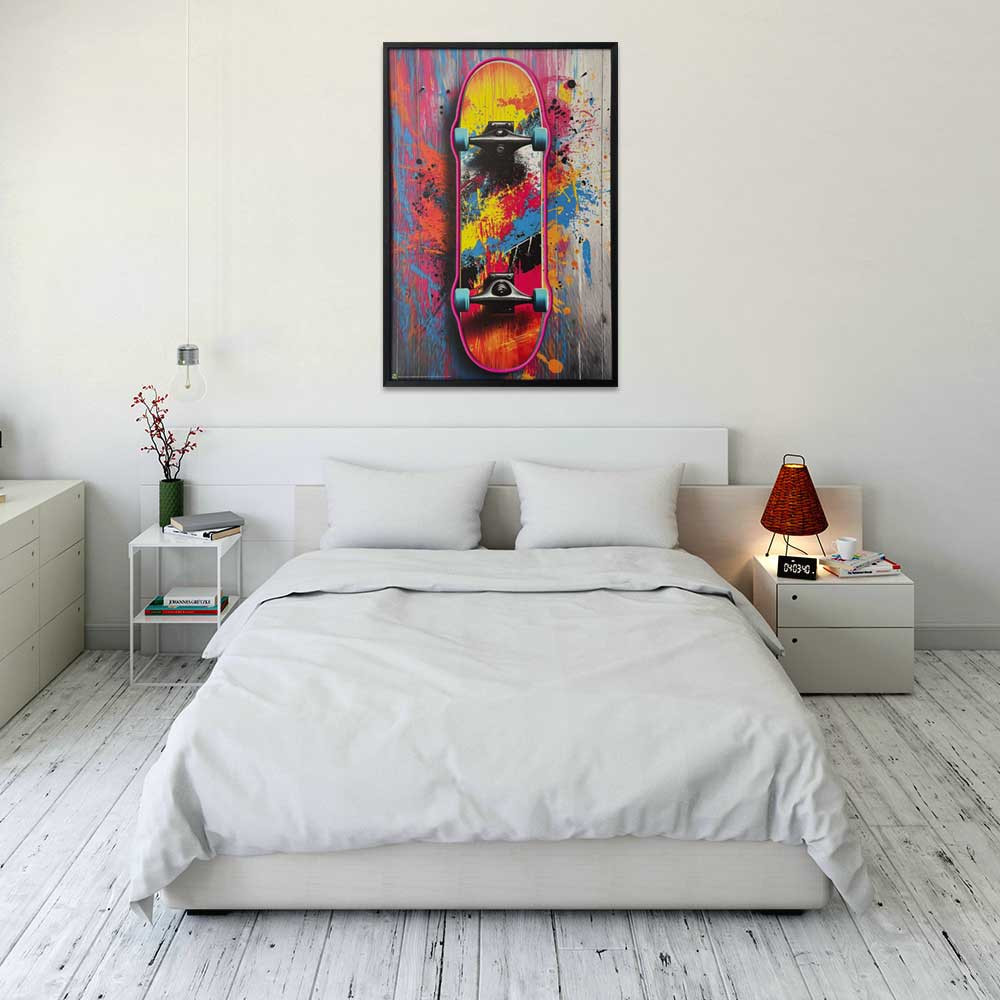 skateboard scrap LED アートフレーム Skateboard Deck Framed LED Neon Light Canvas Print - 24