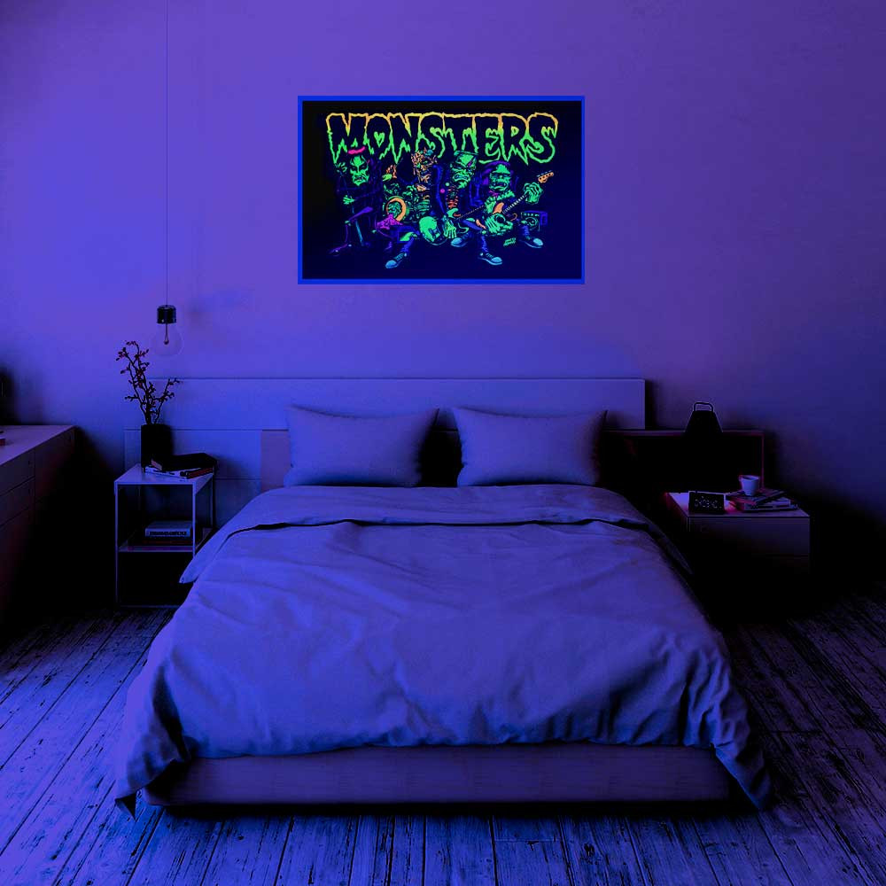 Monster Rock by Dirty Donny Flocked Blacklight Poster - 35