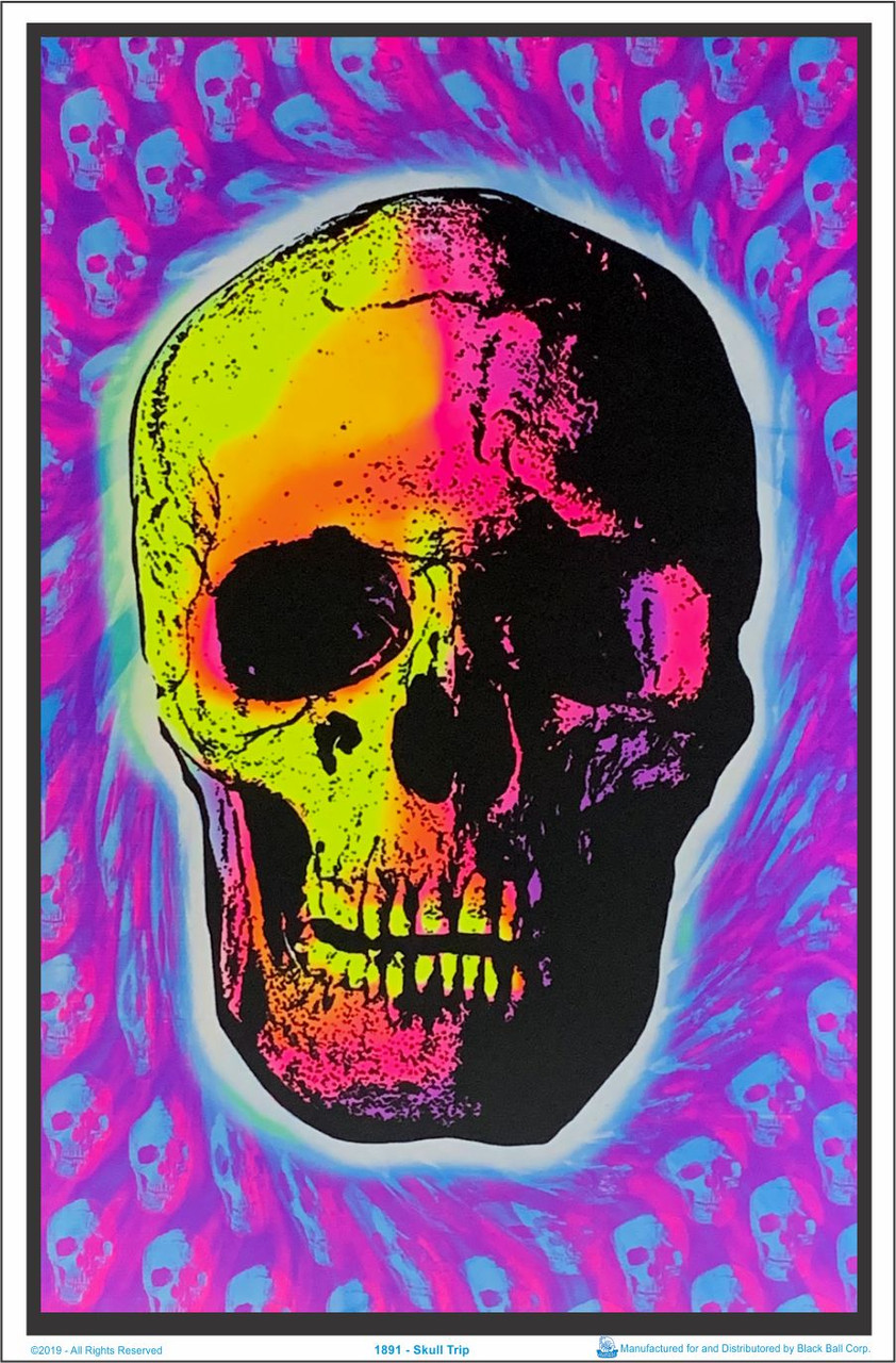Skull Trip Black Light Poster 23 x 35 - The Blacklight Zone