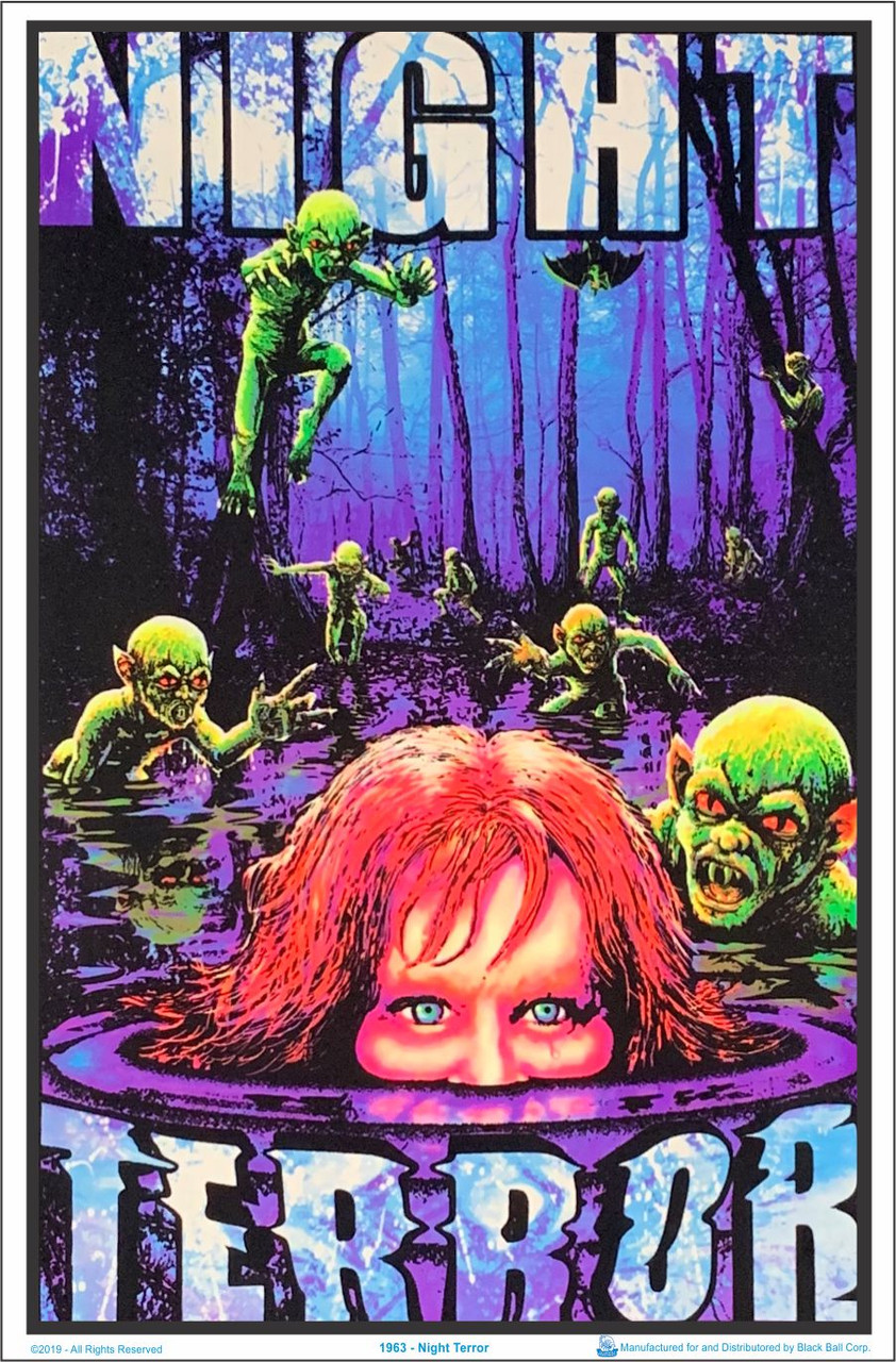 ビンテージ ホラーブラックライト　ポスター　NIGHT TERROR ポスター Night Terror Black Light Poster 23 x 35 - The Blacklight Zone