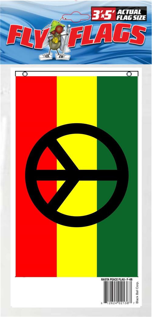 Rasta Peace Fly Flag 3' x 5' - The Blacklight Zone