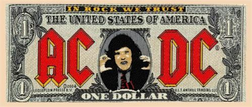 AC/DC Bank Note Dollar Bill - Woven Sew On Patch 6.5