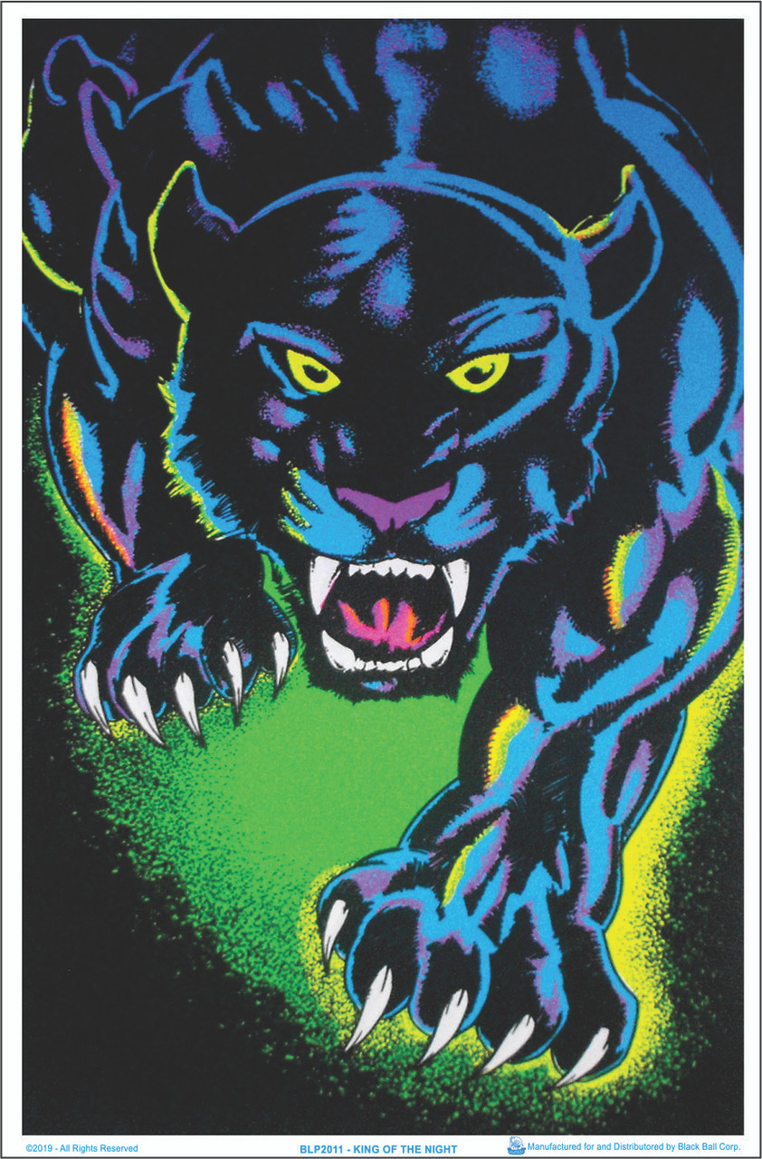 King of The Night Panther Blacklight Poster - Flocked 23