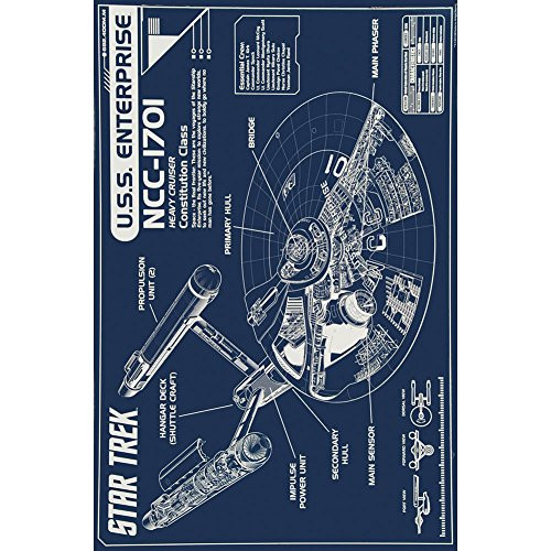 Star Trek Enterprise Blueprint Poster, 24 by 36-Inch - The